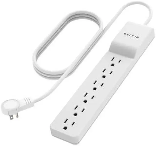Alt view image 2 of 9 - Belkin 6-Outlet Surge Protector Power Strip, 6ft Cord, 360° Rotating Plug - 1080 Joules Protection