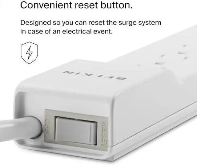 Alt view image 7 of 9 - Belkin 6-Outlet Surge Protector Power Strip, 6ft Cord, 360° Rotating Plug - 1080 Joules Protection