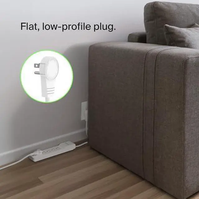 Alt view image 6 of 9 - Belkin 6-Outlet Surge Protector Power Strip, 6ft Cord, 360° Rotating Plug - 1080 Joules Protection
