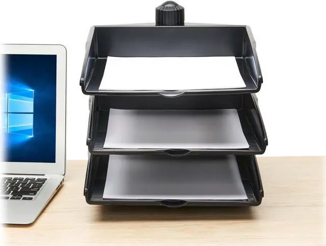 Alt view image 2 of 15 - Tripp Lite 3-Tray Desk Organizer with Clamp Screw Attachment, 8.5 x 11 Document Sized Swivel Tray Shelf, Easy Assembly, TAA Compliant, 5-Year Warranty (DDR811TRAYTAA)