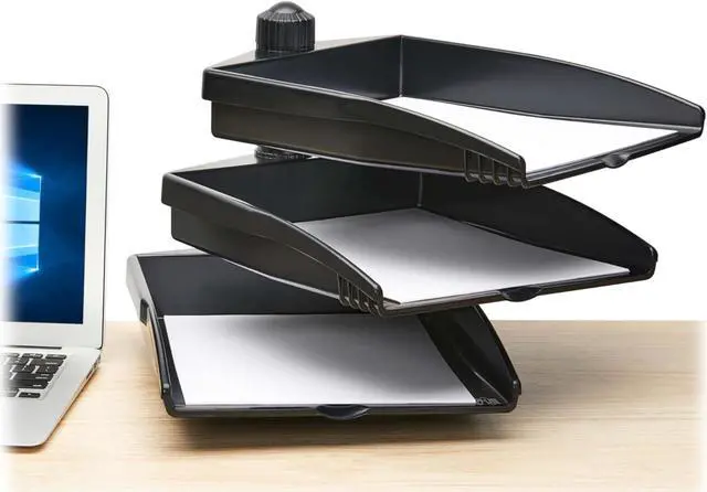 Alt view image 3 of 15 - Tripp Lite 3-Tray Desk Organizer with Clamp Screw Attachment, 8.5 x 11 Document Sized Swivel Tray Shelf, Easy Assembly, TAA Compliant, 5-Year Warranty (DDR811TRAYTAA)
