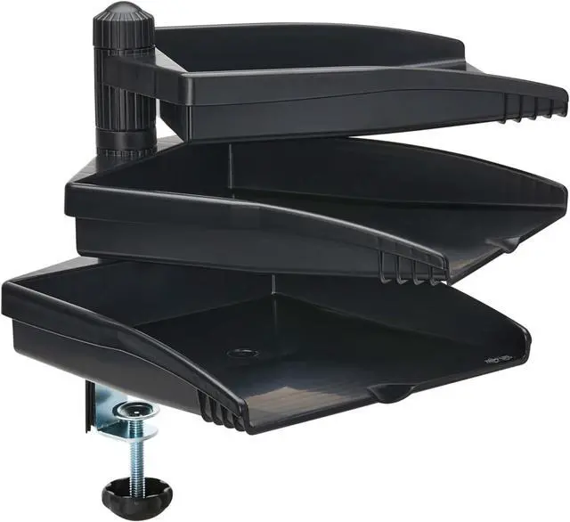 Main image of Tripp Lite 3-Tray Desk Organizer with Clamp Screw Attachment, 8.5 x 11 Document Sized Swivel Tray Shelf, Easy Assembly, TAA Compliant, 5-Year Warranty (DDR811TRAYTAA)