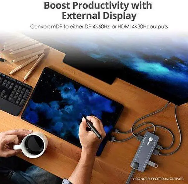 Alt view image 14 of 17 - SIIG Mini DisplayPort 4K Video Dock with USB 3.0 LAN Hub JU-H30F11-S1