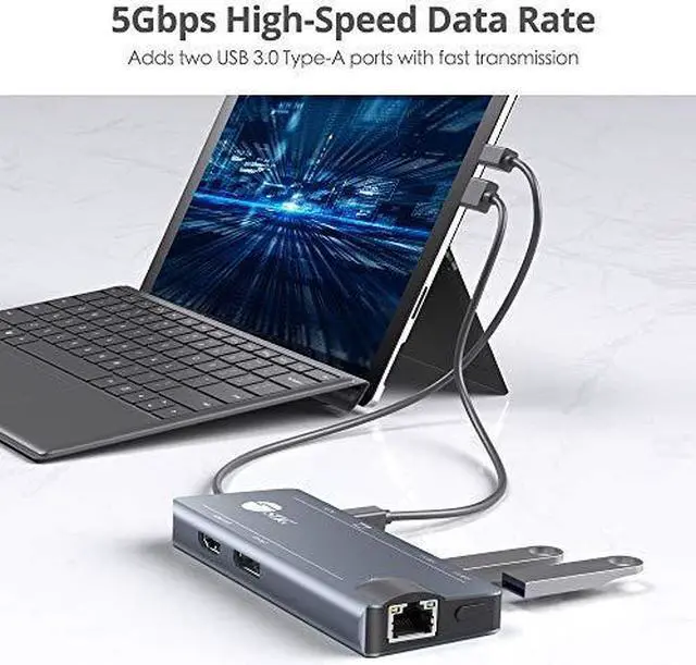 Alt view image 15 of 17 - SIIG Mini DisplayPort 4K Video Dock with USB 3.0 LAN Hub JU-H30F11-S1