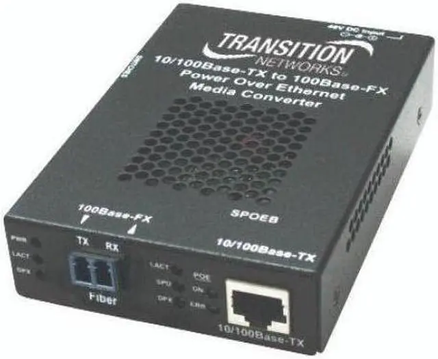 Alt view image 14 of 14 - Transition Networks Stand-alone Fast Ethernet PoE Media Converter