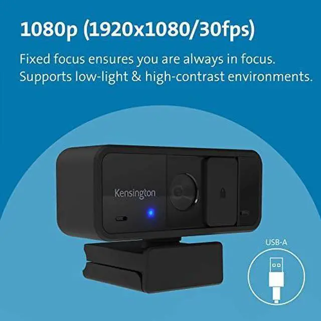 Alt view image 13 of 17 - Kensington W2050 Pro 1080p Auto Focus Pro Webcam with Dual Stereo Microphone for Video Conferencing, Software Control, Privacy Shutter, Compatible with Zoom/Skype/Teams and More (K81176WW)