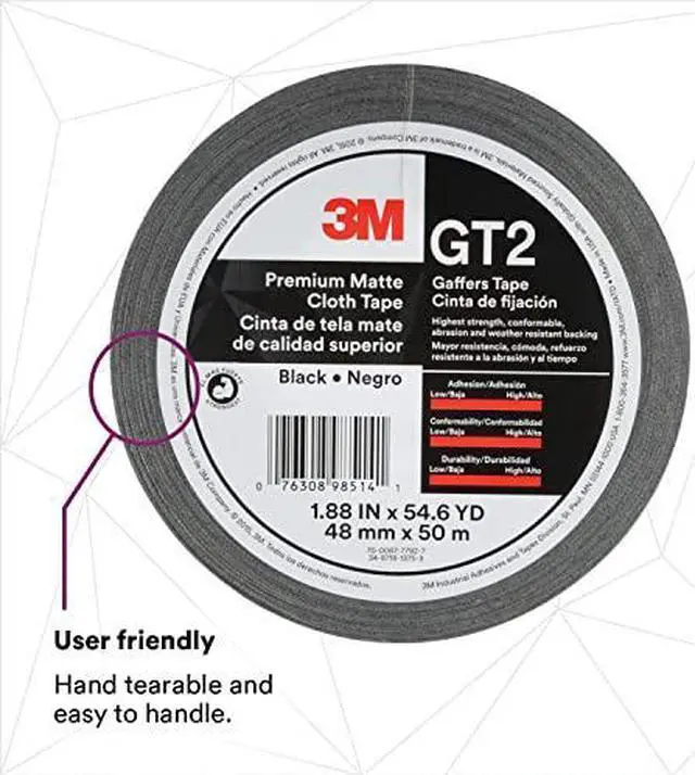 Alt view image 15 of 18 - 3M Matte Cloth Tape 1-9/10"x163-4/5' 11 mil BK GT2 - OEM