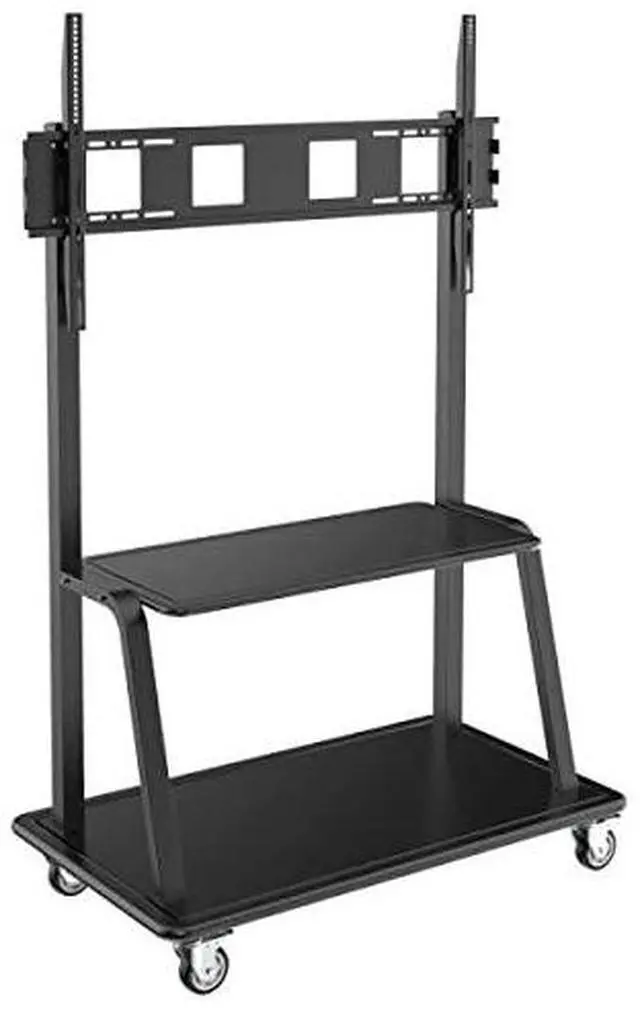 Alt view image 10 of 11 - Tripp Lite DMCS60105XXDD Heavy-Duty Rolling TV Cart - Up to 105" Screen Support - 330.69 lb Load Capacity - 2 x Shelf(ves) - 72.6" Height x 46.2" Width x 26.6" Depth - Floor - Powd