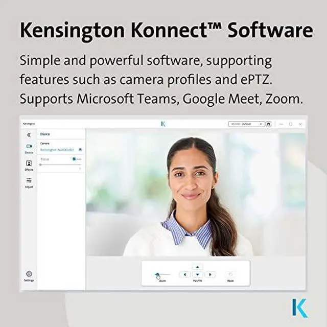 Alt view image 16 of 17 - Kensington W2050 Pro 1080p Auto Focus Pro Webcam with Dual Stereo Microphone for Video Conferencing, Software Control, Privacy Shutter, Compatible with Zoom/Skype/Teams and More (K81176WW)