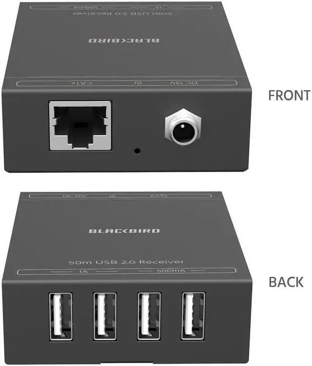 Alt view image 9 of 12 - Monoprice Blackbird 4-Port USB 2.0 Extender Over Cat5e/6 - 50 Meters (164 Feet) Plug and Play, No Driver, For Windows, MacOS, Android, Linux