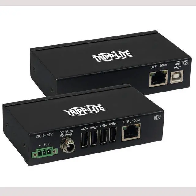 Alt view image 17 of 20 - Tripp Lite B203-104-IND-ER USB Extender - 2 x Network (RJ-45) - 5 x USB - 331.36 ft Extended Range - Metal - Black