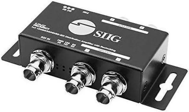 Main image of SIIG 1x4 12G SDI Splitter, Distribution Amplifier, 4K60 12G/6G/3G/HD/SD-SDI, TAA Compliant, ESD Protection, Premium Metal Housing, Wall-mountable Design (CE-SD0G11-S1)