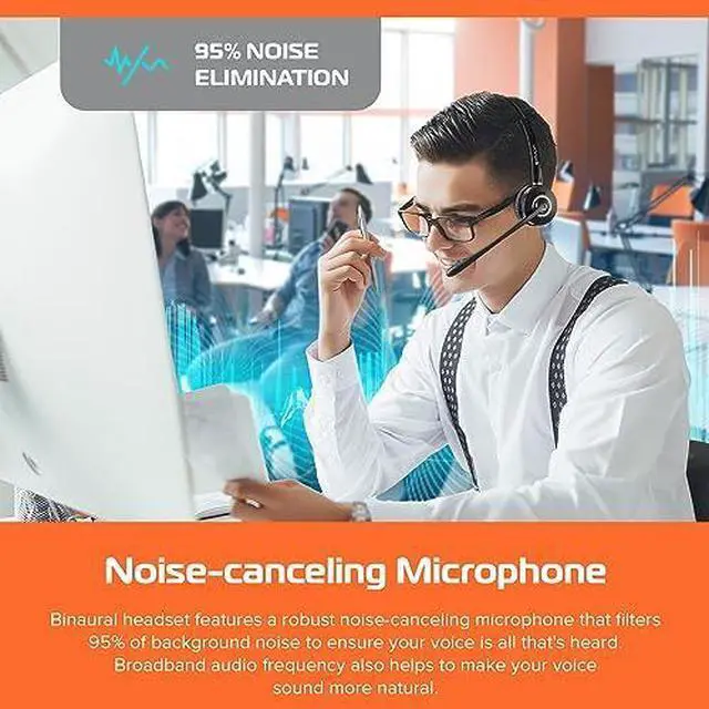 Alt view image 20 of 20 - ZuM Maestro DECT 6.0 Wireless Headset for Deskphone.  Comes with Base Station, Noise Canceling Mic, and has up to 350 feet of Wireless Freedom.