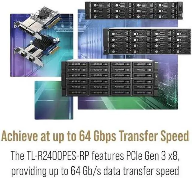 Alt view image 4 of 6 - QNAP TL-R2400PES-RP-US 24 Bay 4U PCIe Interface 24-Bay JBOD, Supporting SATA Drives, for petabyte-Scale Expansion Designed specifically NAS (Diskless)