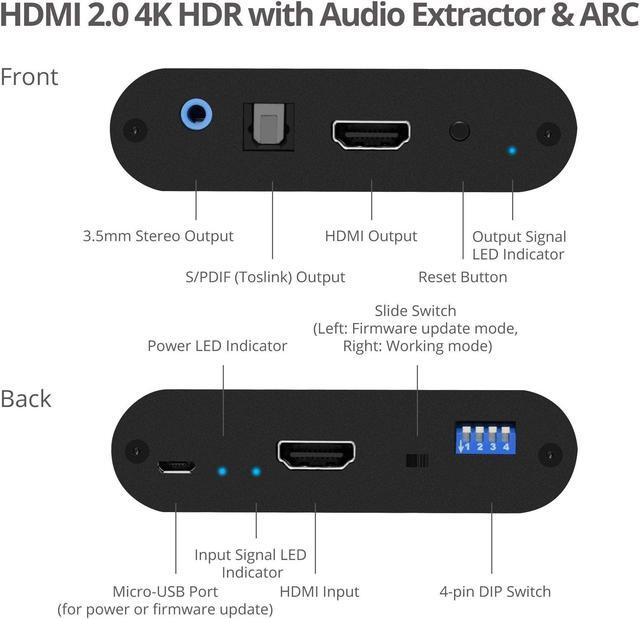 Alt view image 7 of 10 - SIIG HDMI 2.0 4K HDR with Audio Extractor & ARC