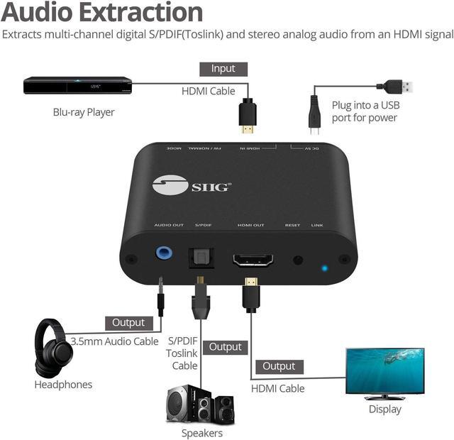 Alt view image 6 of 10 - SIIG HDMI 2.0 4K HDR with Audio Extractor & ARC