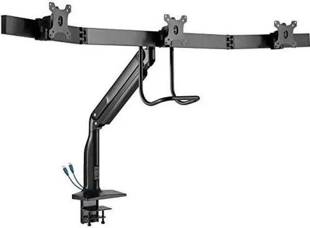 Alt view image 17 of 17 - Tripp Lite Safe-IT DMPDT1732AM Desk Mount for Monitor, HDTV, Flat Panel Display, Curved Screen Display, Smartphone, Interactive Display - Black - Adjustable Height - 3 Display(s) Supported - 17"