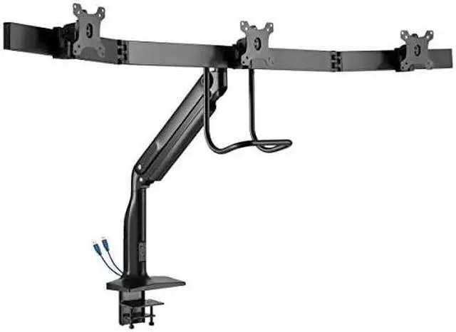 Alt view image 12 of 17 - Tripp Lite Safe-IT DMPDT1732AM Desk Mount for Monitor, HDTV, Flat Panel Display, Curved Screen Display, Smartphone, Interactive Display - Black - Adjustable Height - 3 Display(s) Supported - 17"
