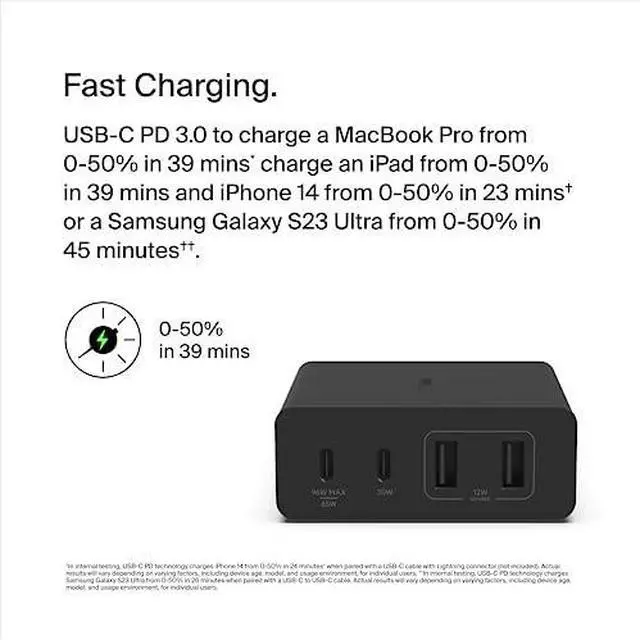 Alt view image 7 of 8 - Belkin 4-Port GaN Charger 108W, White