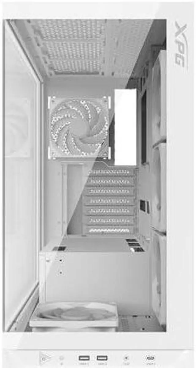 Alt view image 8 of 10 - XPG Invader X Mid-Tower Gaming ATX PC Case with Panoramic View, Tempered Glass Panels, and RGB Lighting White (INVADERXMT-WHCWW)
