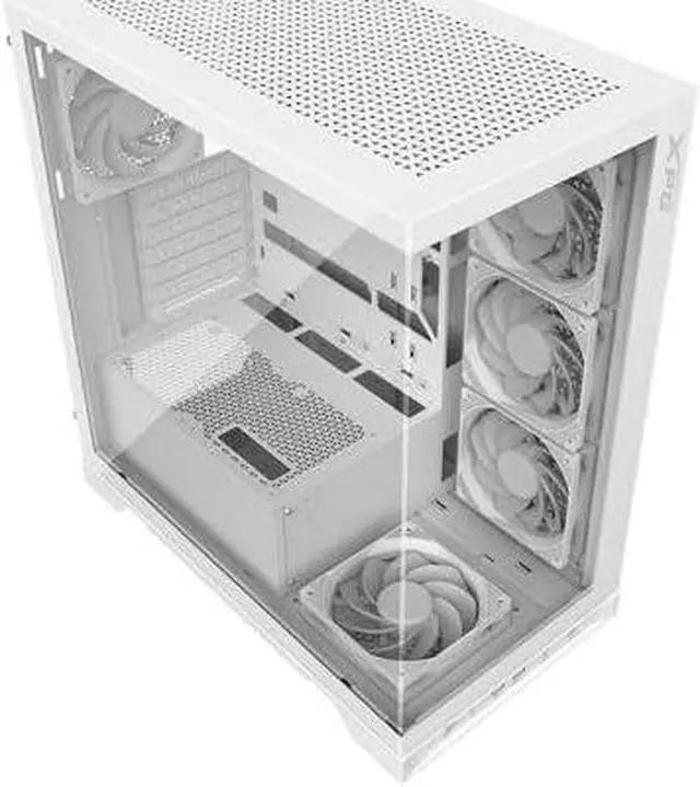 Alt view image 7 of 10 - XPG Invader X Mid-Tower Gaming ATX PC Case with Panoramic View, Tempered Glass Panels, and RGB Lighting White (INVADERXMT-WHCWW)