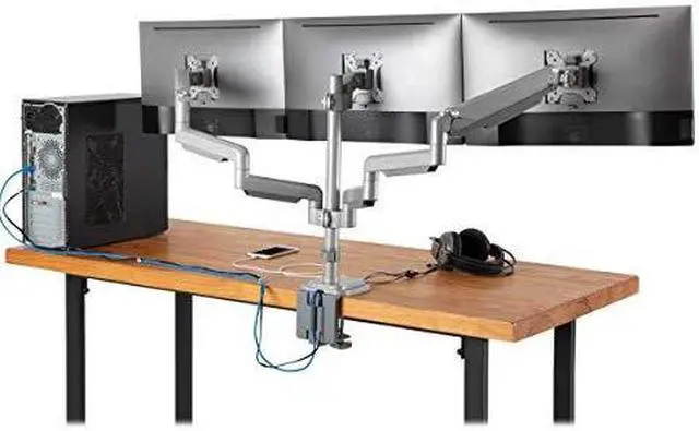 Alt view image 12 of 15 - Tripp Lite Triple-Display Flex-Arm Desktop Clamp for 17" to 30" Flat-Screen Displays - USB and Audio Ports, Aluminum, DDR1730TAL