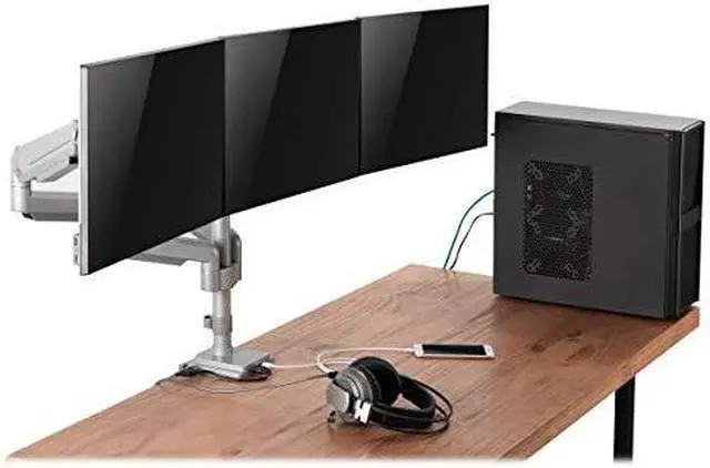 Alt view image 11 of 15 - Tripp Lite Triple-Display Flex-Arm Desktop Clamp for 17" to 30" Flat-Screen Displays - USB and Audio Ports, Aluminum, DDR1730TAL