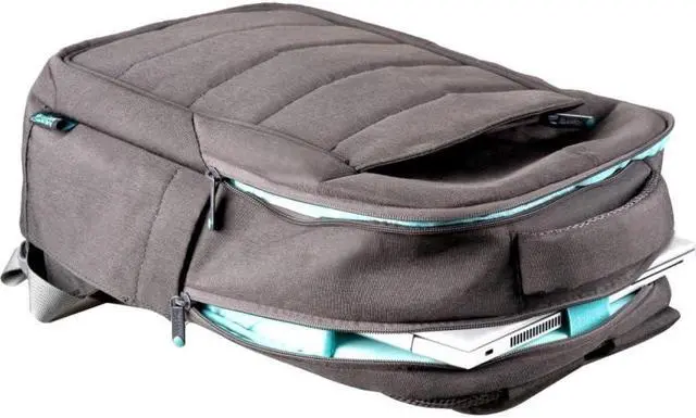 Alt view image 15 of 20 - Greenee Eco Double Compartment 14" Device Backpack Gray/Green ELB14UF