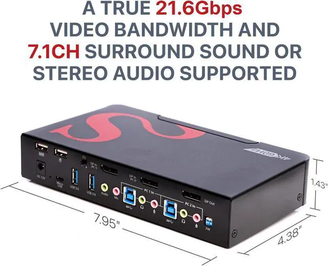 Alt view image 13 of 14 - SIIG CE-DP0F11-S1 2-Port DisplayPort 1.2 4K 60Hz KVM Switch with USB 3.0