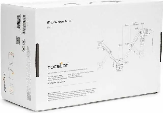 Alt view image 12 of 16 - Rocstor ErgoReach Mounting Arm for Monitor, Display - Black - Landscape/Portrait - 2 Display(s) Supported - 17" to 27" Screen Support - 15.40 lb Load Capacity - VESA Mount Compatible