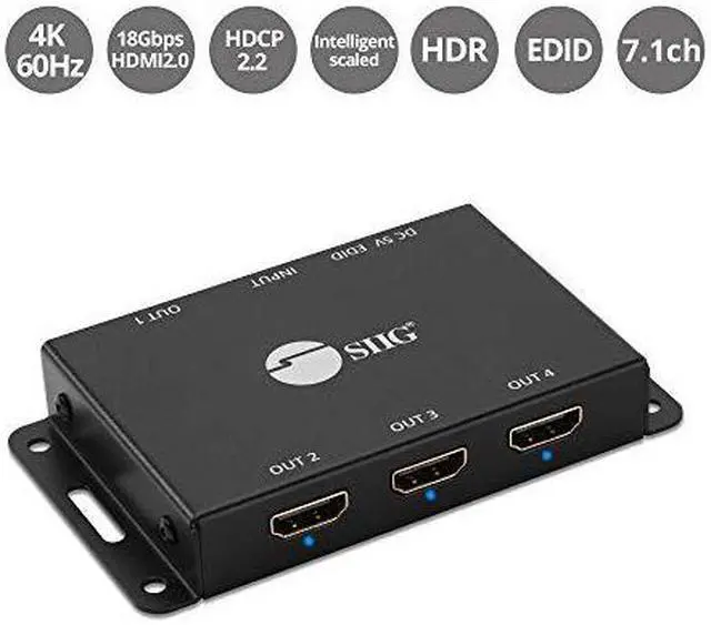 Alt view image 12 of 17 - SIIG CE-H23L11-S1 4 Port HDMI 2.0 HDR Mini Spli