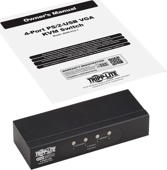 Alt view image 6 of 20 - Tripp Lite by Eaton 4-Port VGA KVM Switch for USB or PS/2 Keyboard/Mouse