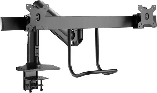 Alt view image 13 of 16 - Tripp Lite DMPDD1735AM Safe-IT Precision-Placement Dual-Display Desk Clamp with Antimicrobial Tape for 17” to 35” Displays, USB Ports