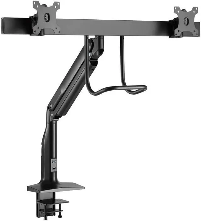 Alt view image 14 of 16 - Tripp Lite DMPDD1735AM Safe-IT Precision-Placement Dual-Display Desk Clamp with Antimicrobial Tape for 17” to 35” Displays, USB Ports