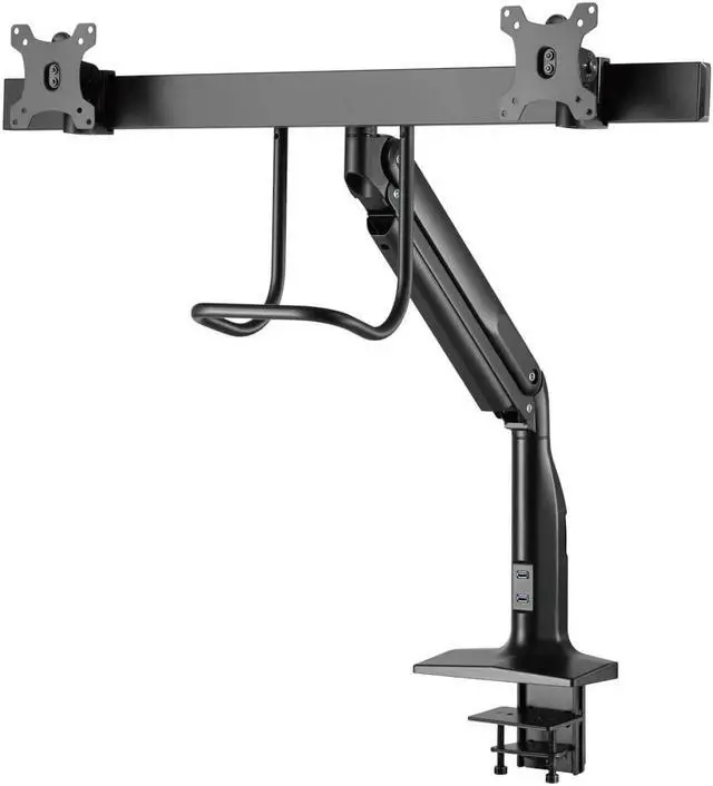 Alt view image 15 of 16 - Tripp Lite DMPDD1735AM Safe-IT Precision-Placement Dual-Display Desk Clamp with Antimicrobial Tape for 17” to 35” Displays, USB Ports