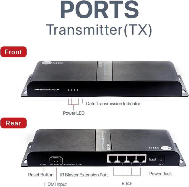 Alt view image 13 of 18 - SIIG 1x4 1080p HDMI Splitter HDbitT over IP Extender Kit 120m CEH26V11S1