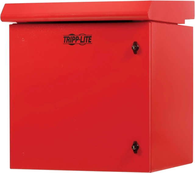 Alt view image 2 of 7 - Tripp Lite 12U Locking Industrial Wallmount NEMA 3R Protection Server Rack Enclosure, 23 inches Deep, Heavy Duty Metal Construction, Built-in Internal Fans, Red, 5-Year Warranty (SRN3RR12U)