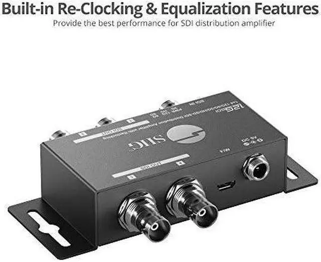 Alt view image 3 of 7 - SIIG 1x4 12G SDI Splitter, Distribution Amplifier, 4K60 12G/6G/3G/HD/SD-SDI, TAA Compliant, ESD Protection, Premium Metal Housing, Wall-mountable Design (CE-SD0G11-S1)