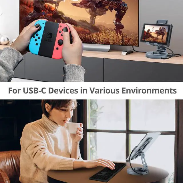 Alt view image 15 of 15 - SIIG USB-C Multitask Hub Stand Holder fits under 13" Tablets/Phones - 4K60Hz- PD100W - USB-C Hub Stand Holder fits under 13" Tablets/Phones - USB-C Docking Stand - HDMI 4K@60Hz display - 2x