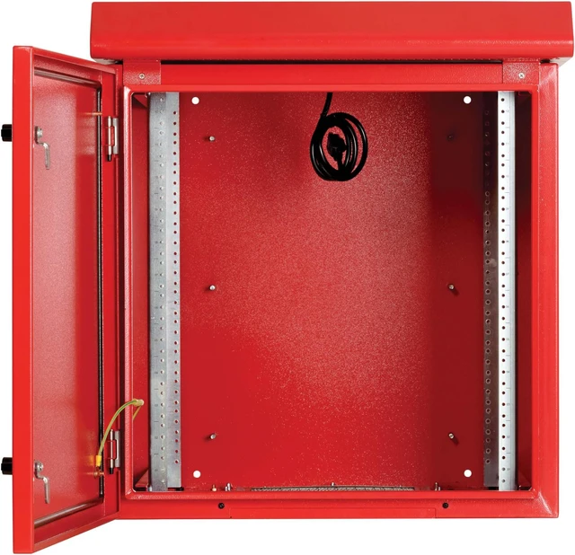 Alt view image 6 of 7 - Tripp Lite 12U Locking Industrial Wallmount NEMA 3R Protection Server Rack Enclosure, 23 inches Deep, Heavy Duty Metal Construction, Built-in Internal Fans, Red, 5-Year Warranty (SRN3RR12U)
