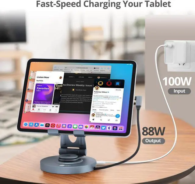 Alt view image 13 of 15 - SIIG USB-C Multitask Hub Stand Holder fits under 13" Tablets/Phones - 4K60Hz- PD100W - USB-C Hub Stand Holder fits under 13" Tablets/Phones - USB-C Docking Stand - HDMI 4K@60Hz display - 2x
