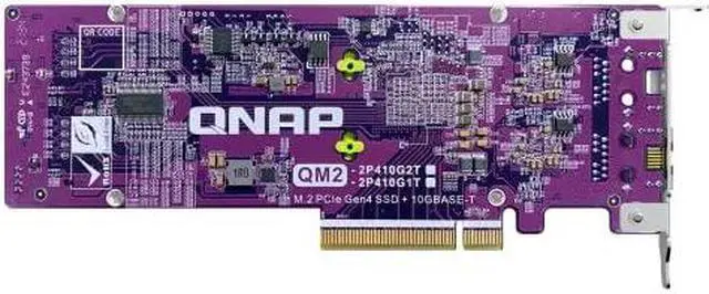 Alt view image 3 of 8 - QNAP QM2-2P410G1T 2 x M.2 PCIe Gen4 NVMe SSD & 1 x 10GbE Port Expansion Card
