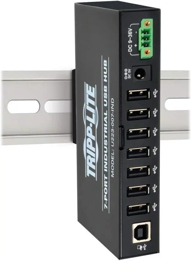 Alt view image 11 of 15 - tripp lite industrial u223-007-ind - hub - 7 x hi-speed usb - din rail mountable, wall-mountable