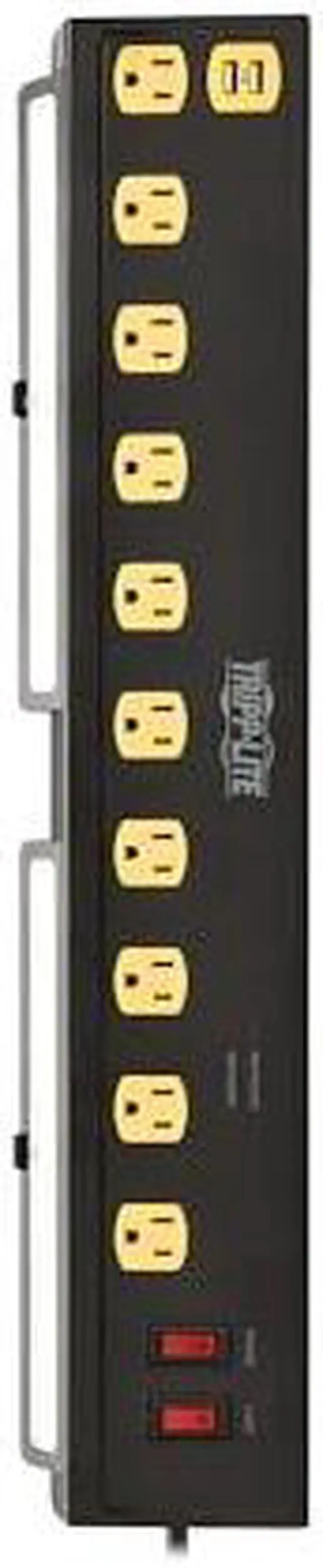 Alt view image 9 of 11 - Tripp Lite Protect It! 10-Outlet Surge Protector with Swivel Light Bars - 5-15R Outlets, 2 USB Ports, 6 ft. (1.8 m) Cord, 1350 Joules, Black - TLP1006USB
