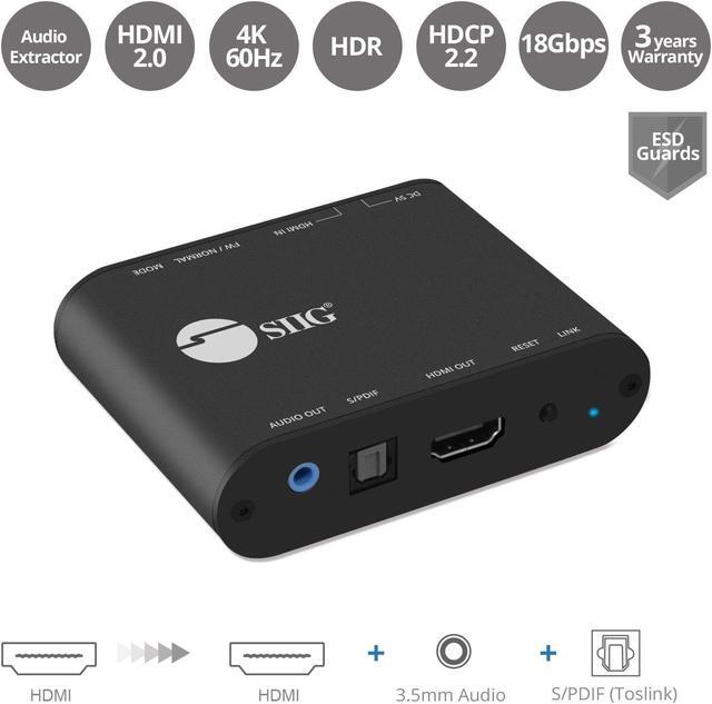 Alt view image 5 of 10 - SIIG HDMI 2.0 4K HDR with Audio Extractor & ARC