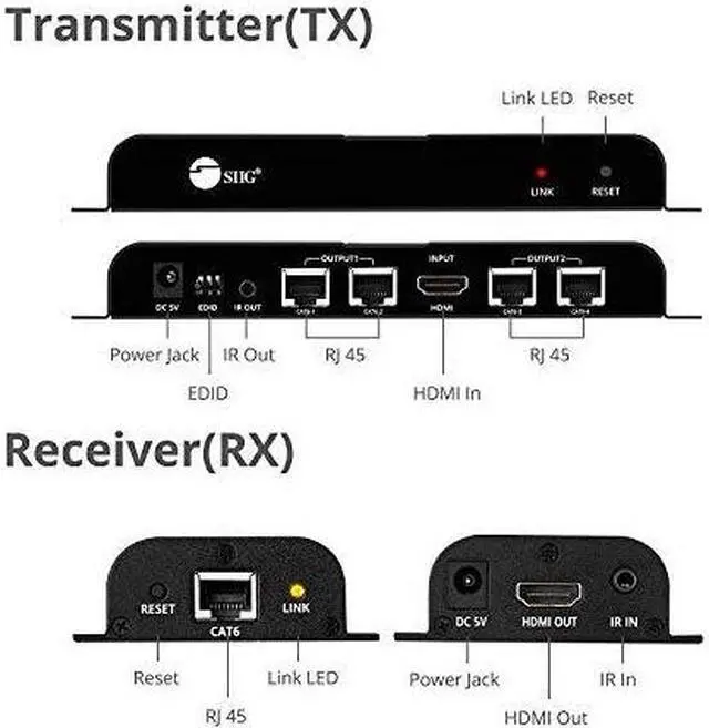 Alt view image 19 of 20 - Siig 4-Port Hdmi Splitter Over Cat6 Extender With Ir - 40M