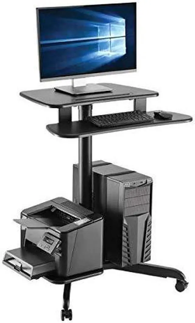 Alt view image 3 of 7 - Tripp Lite Mobile Workstation Height Adjustable Standing Desk Rolling Cart
