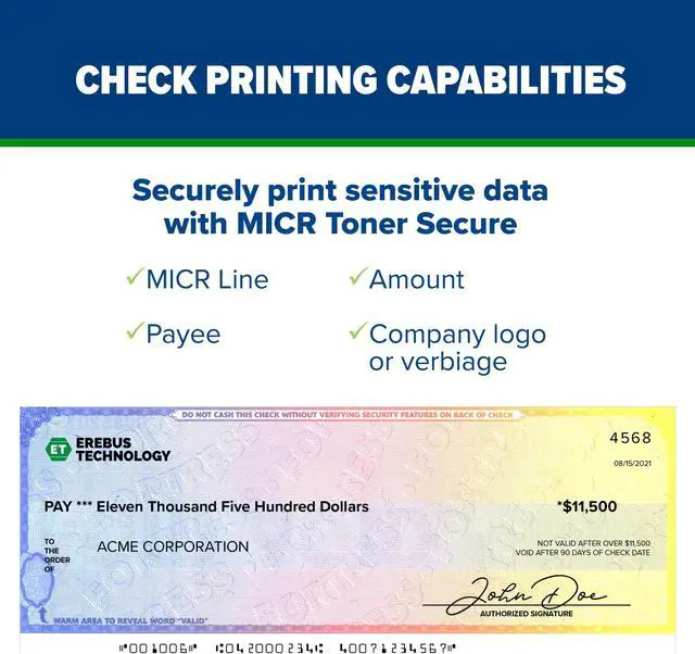 Alt view image 5 of 6 - TROY 4001DN MICR Printer, Check Printing, 250 Sheet Capacity, 1 Locking Tray, 3 Trays Maximum, Up to 42ppm