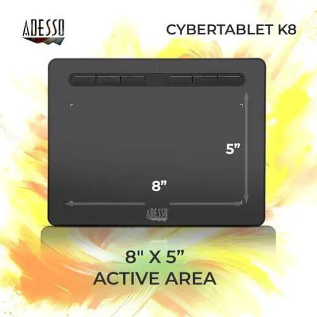 Alt view image 14 of 17 - Adesso 8" x 5" Graphic Tablet - Graphics Tablet - 8" x 5" - 5080 lpi Cable - 8192 Pressure Level - Pen - 1 - Mac, PC - Black