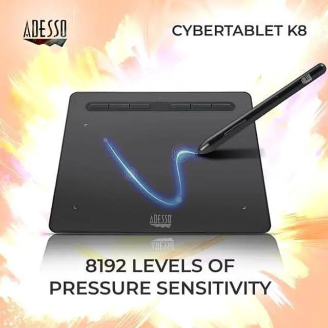 Alt view image 13 of 17 - Adesso 8" x 5" Graphic Tablet - Graphics Tablet - 8" x 5" - 5080 lpi Cable - 8192 Pressure Level - Pen - 1 - Mac, PC - Black